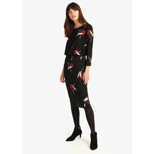 Phase Eight Meredith Floral Long Sleeve Midi Dress Black Size 10 US / 14 UK $169